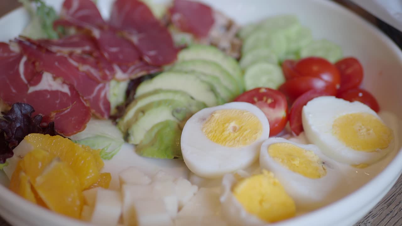 Mediterranean Salad with Eggs and Fruit
