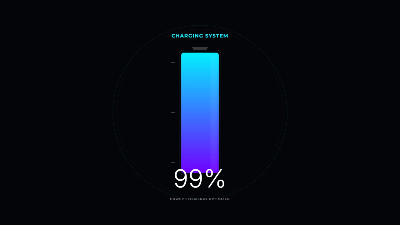 Digital Battery Charging Progress Indicator on Dark Background