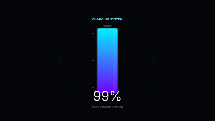 Digital Battery Charging Progress Indicator on Dark Background