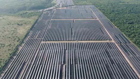aerial overview of a big solar farm, sunny day in la romana, dominican republic