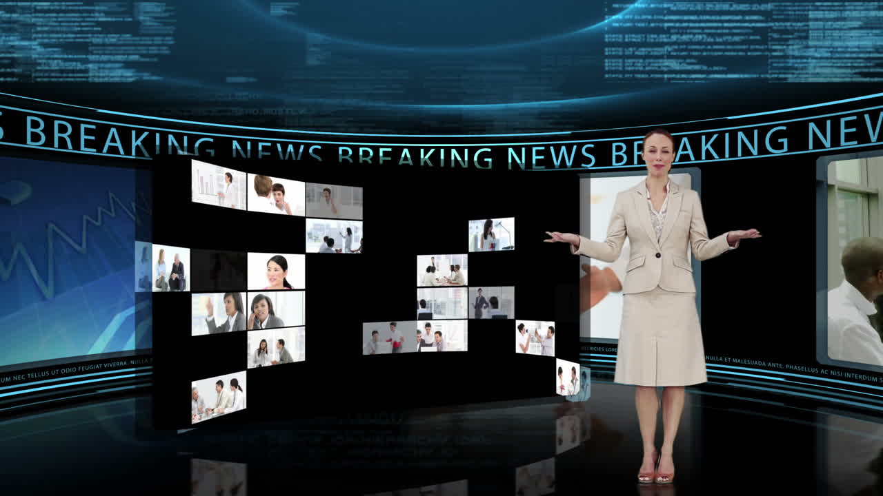 reportero contando las noticias de última hora en la televisión