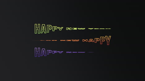 feliz año nuevo con color neón en degradado moderno negro