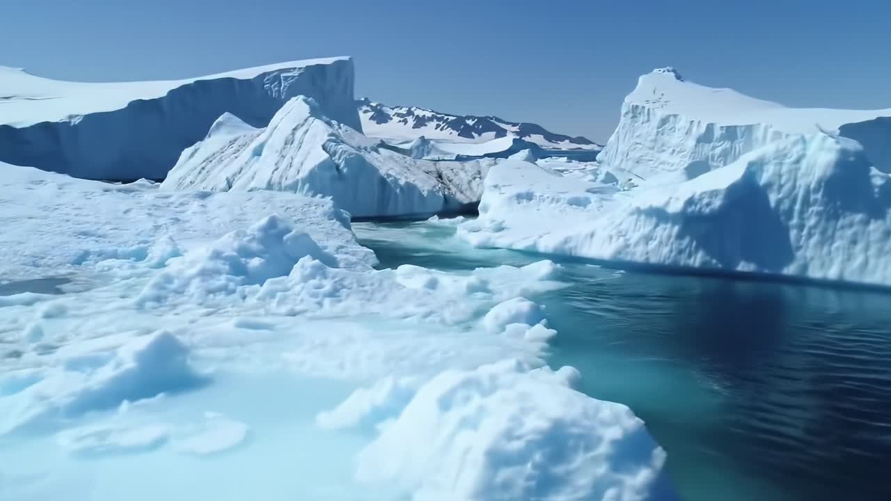 A Breathtaking Aerial View of Stunning Icebergs and Serene Glacial Waters in a Remote Arctic Landscape, Capturing the Beauty of Nature's Frozen Wonders