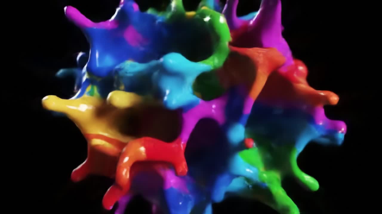 A Dynamic Explosion of Colorful Paint Splashes Captured in Stunning Detail, Showcasing Vibrant Hues and Fluid Motion Against a Dark Background