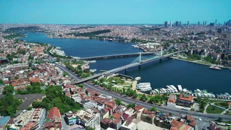 istanbul, unkapani subway bridge aerial footage day time