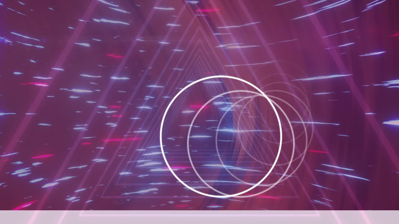 animación de formas geométricas de neón brillantes sobre un fondo oscuro