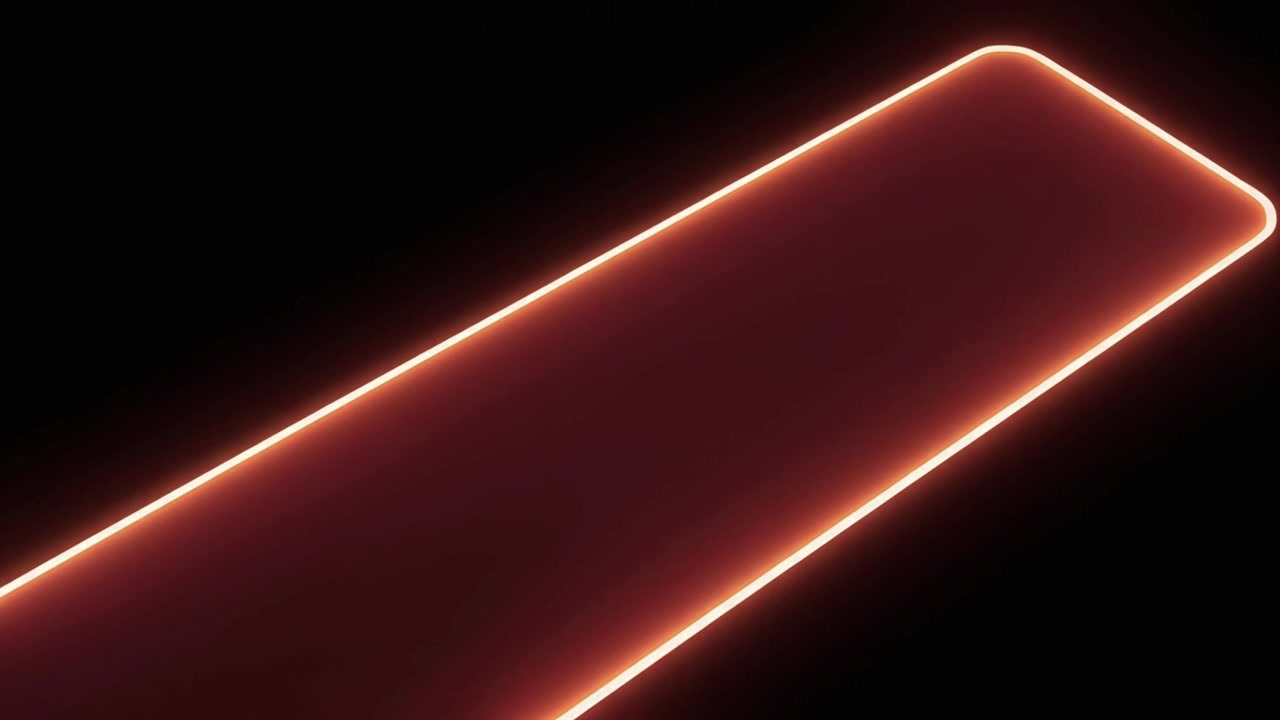 Glowing Rectangular Neon Frame Moving Against Black Background