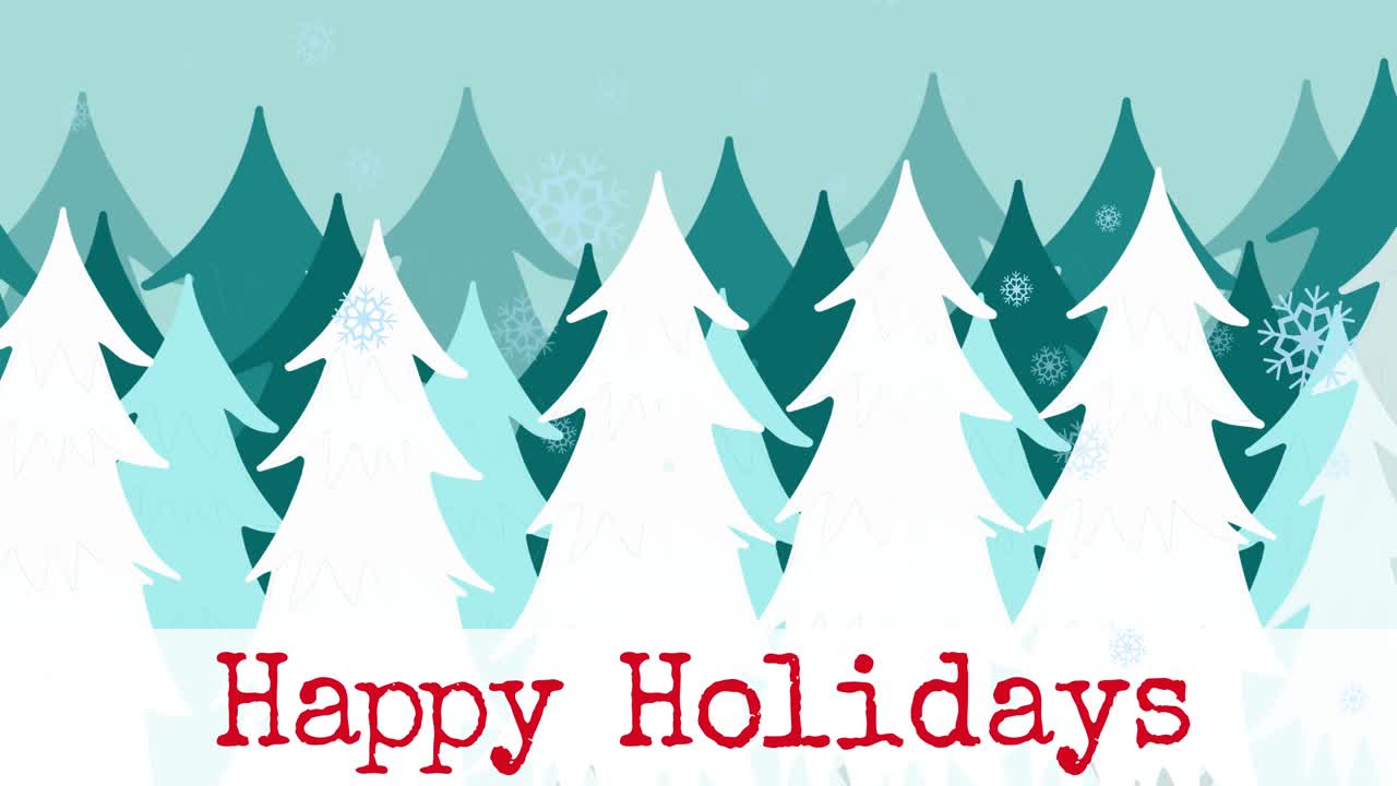 해피 홀리데이 텍스트의 애니메이션, 겨울 풍경 위의 크리스마스 인사