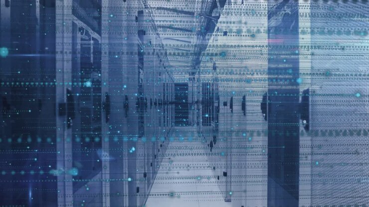 Animation of data processing over server room
