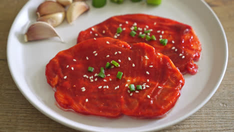 pork korean marinated or fresh pork raw marinated with korean spicy paste for grilling in korean style