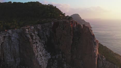 Beautiful-mountains-and-forests-on-coast-of-tropical-island-at-sunset