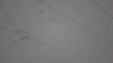 animación de la red de conexiones y procesamiento de datos sobre fondo blanco
