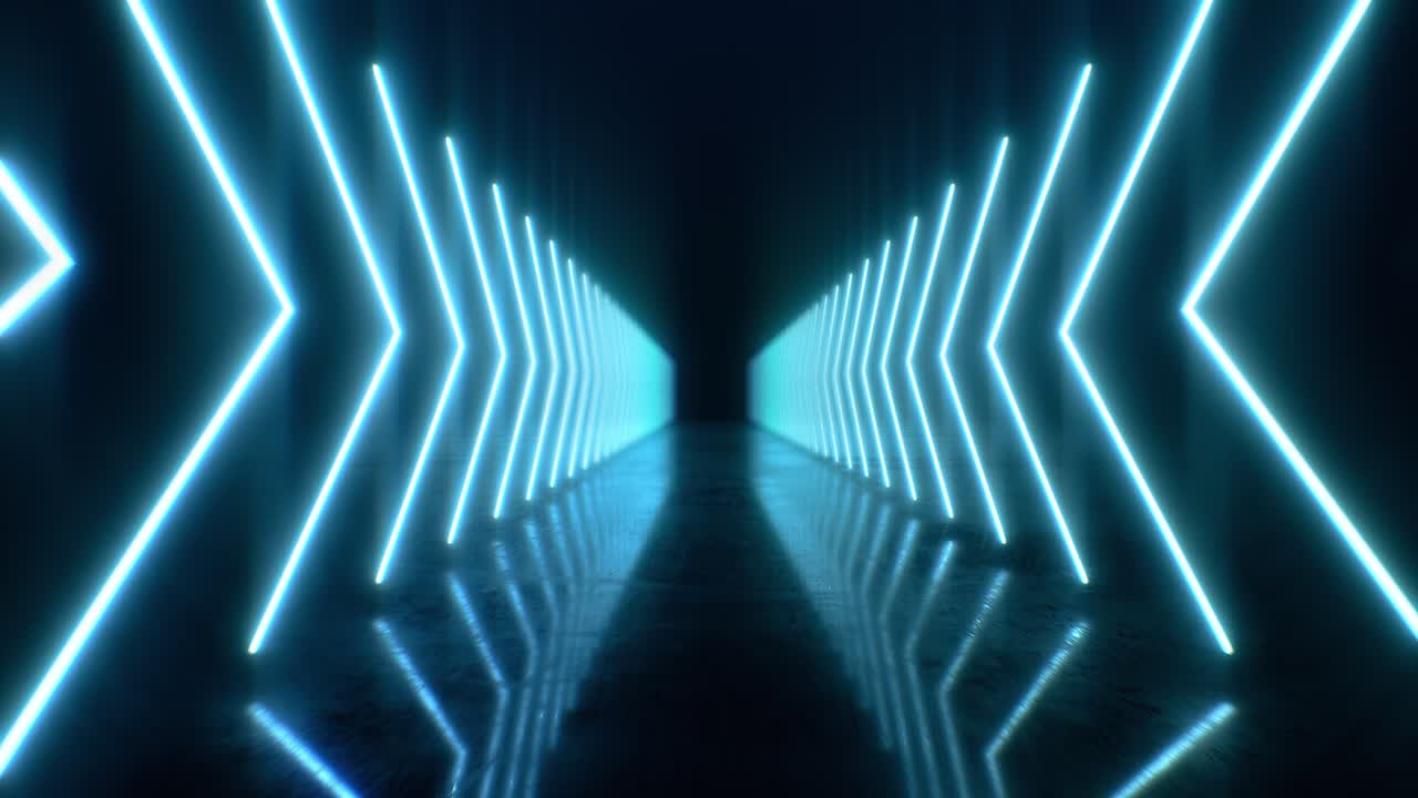 bucle volando a lo largo de las flechas de neón