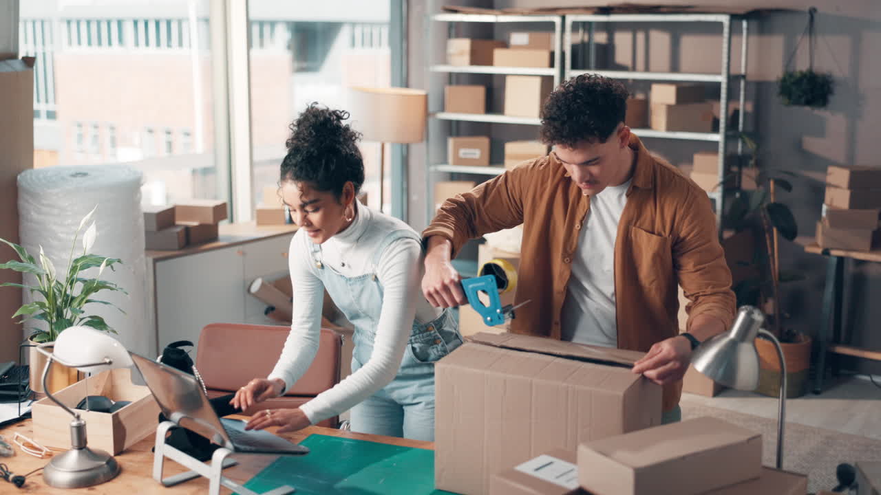 Giovani imprenditori che gestiscono la propria attività di e-commerce