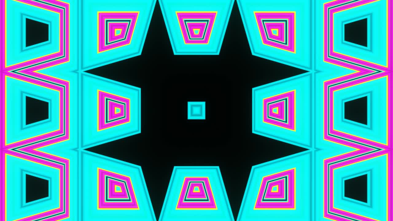 una abstracción brillante que pulsa sobre un fondo negro de formas abstractas.