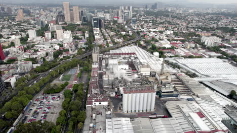 drone-shot-of-beer-factory-producing-in-the-morning