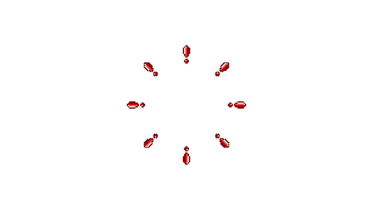 Pixel Art Mini Exclamation mark Spinning Circle Animated Overlay Transparent 30fps (4)
