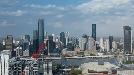 drone shot flying over west end looking towards brisbane city