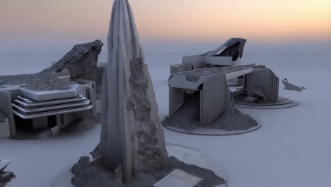 ruined futuristic structures
