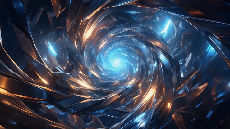 Dynamic Abstract Spiral Tunnel with Blue and Gold Light