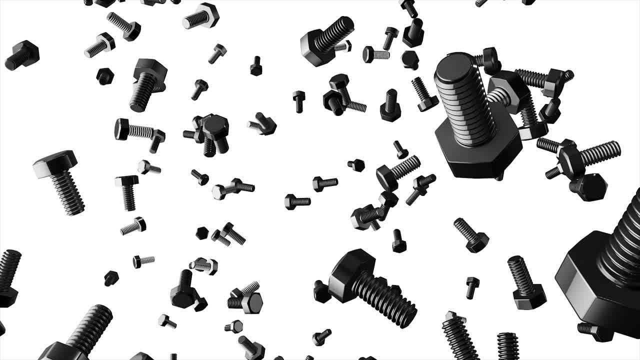 ilustración de pernos en un fondo blanco. varias vistas del perno, primer plano aislado en un fondo branco