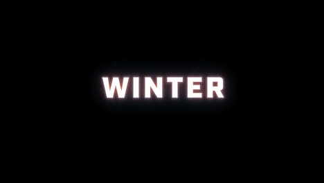 4k text reveal of the word "winter" on a black background