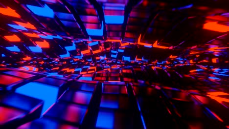 cubos geométricos abstractos superficie ondulante con luces brillantes futurista, renderización en 3d