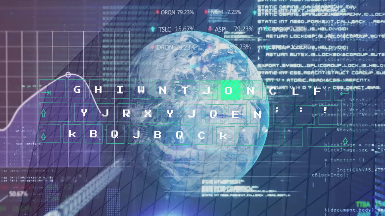 지구와 그리드에 대한 데이터 처리의 애니메이션