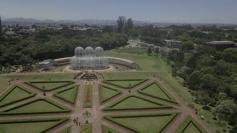aerial shot of botanical garden in curitiba brazil