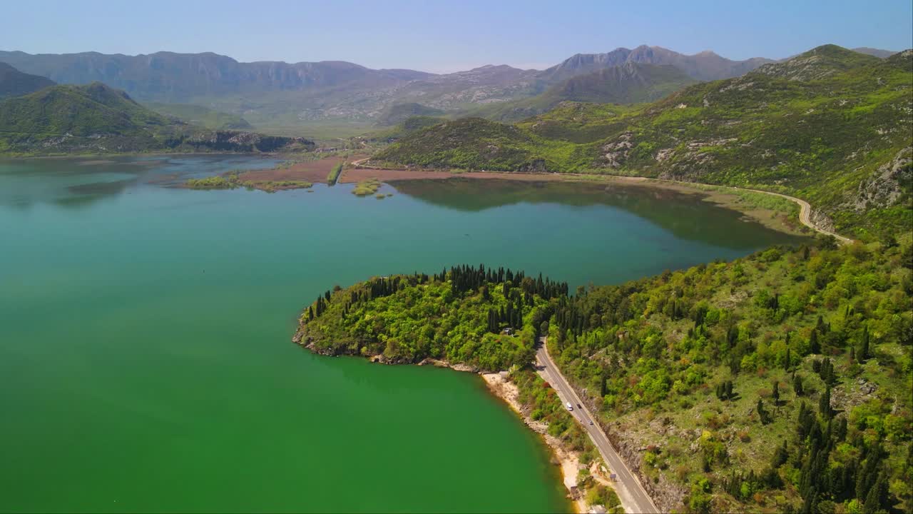 Drone shot of the Skadar lake , Montenegro