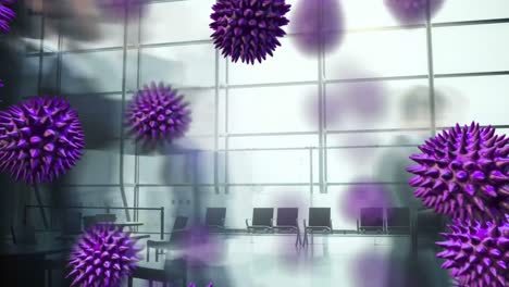 Animation-of-purple-corona-virus-with-people-in-background