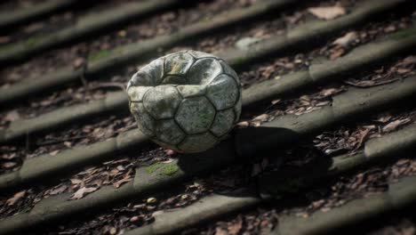 Viejo-Balón-De-Fútbol-En-El-Techo-De-Una-Casa