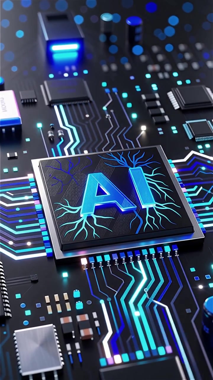 Futuristic AI Chip Motherboard Technology Background