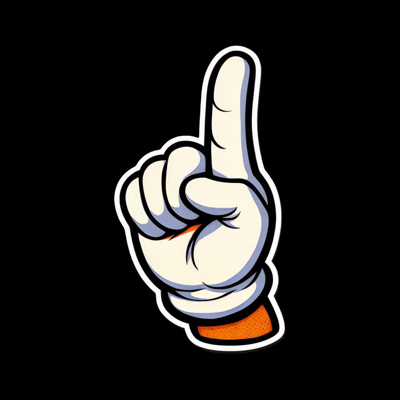 Cartoon hand pointing upward animation isolated asset, transparent 4K video, alpha channel, ProRes