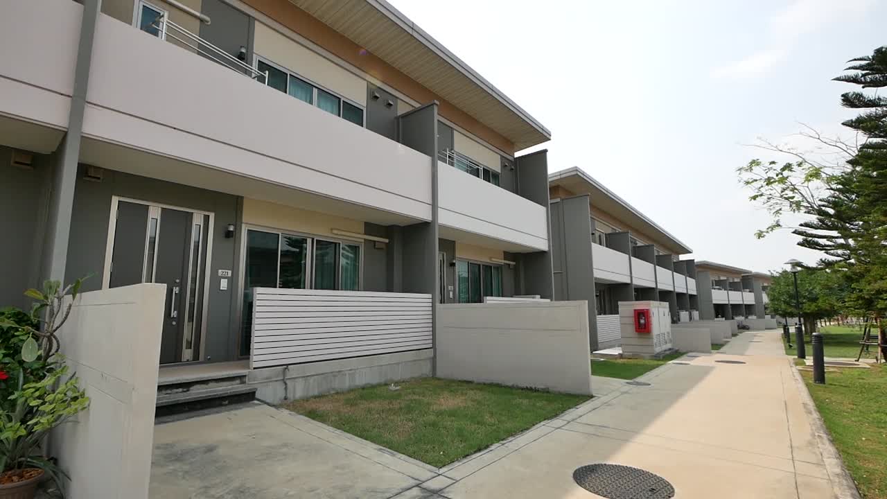 Beige and Brown Modular Home Exterior Design, Day