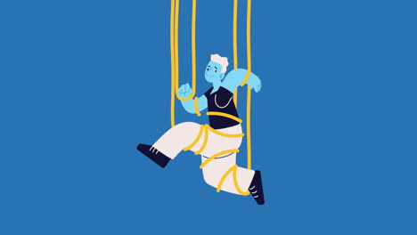 worker man tangled in wires animation