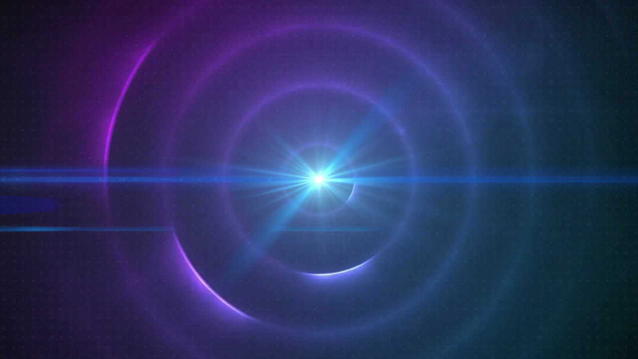 빛의 원 위에 움직이는 빨간색 모양의 애니메이션