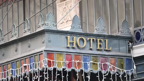 hotel sign on a historic building