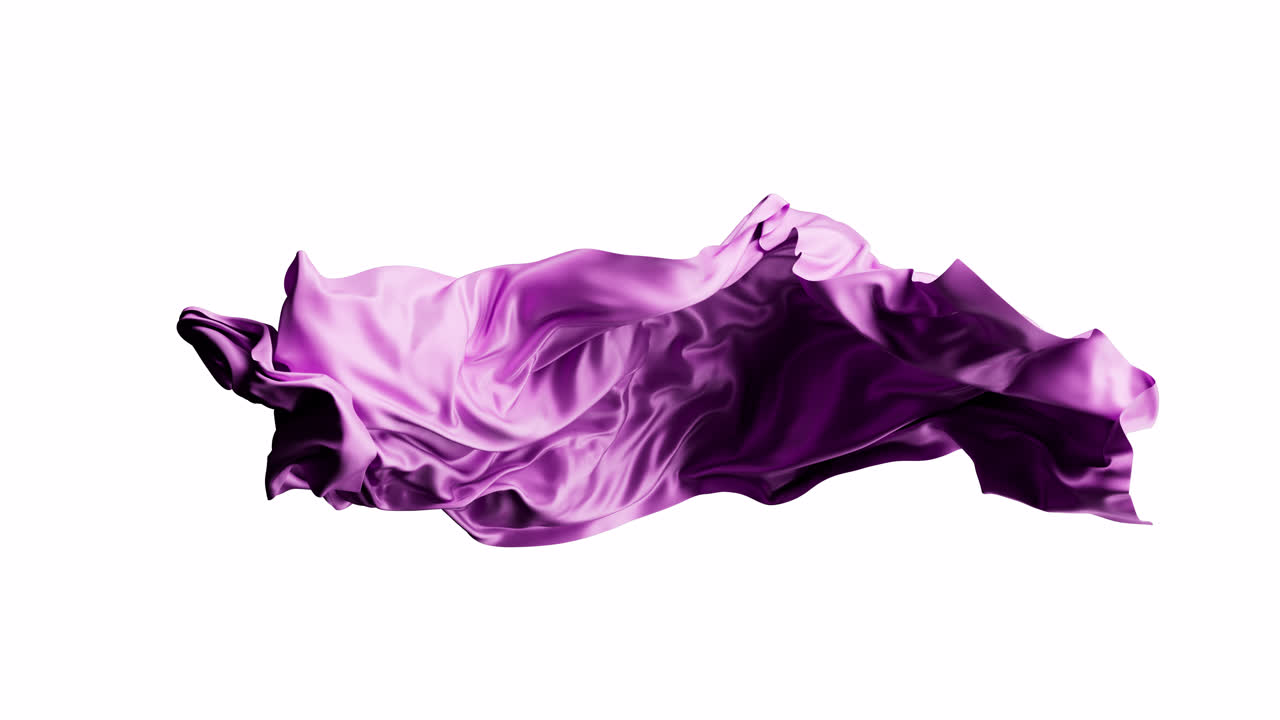 Flowing purple wave cloth with alpha channel, 3d rendering.
