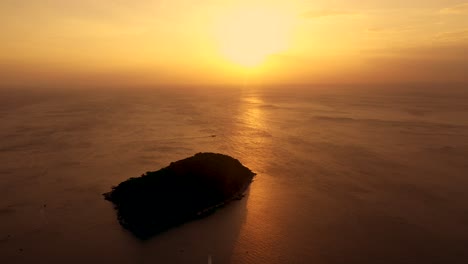 beautiful bright orange sunset over the andaman sea. aerial. drone