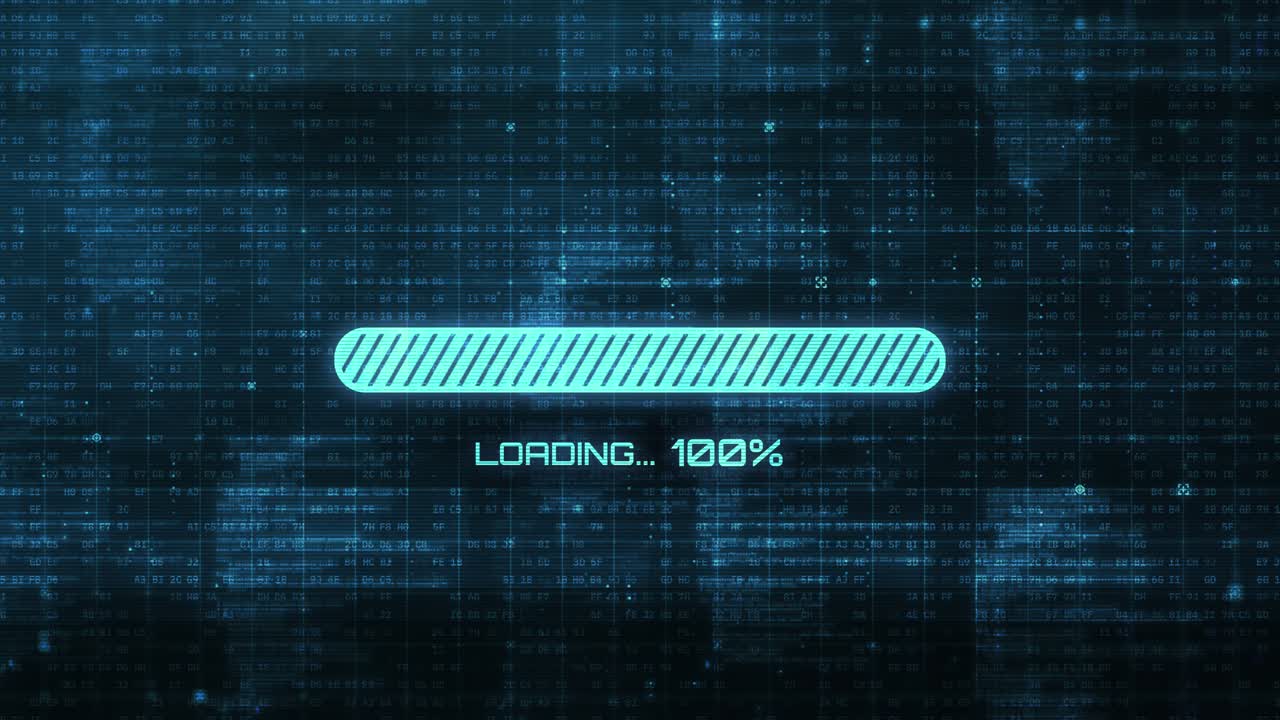 Digital Loading Bar with Glitch Effect and Hexadecimal Code