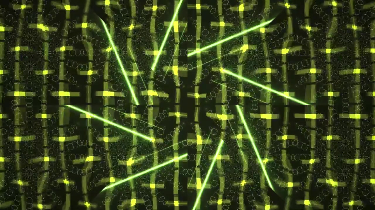 Abstract Green Geometric Pattern with Rotating Light Beams