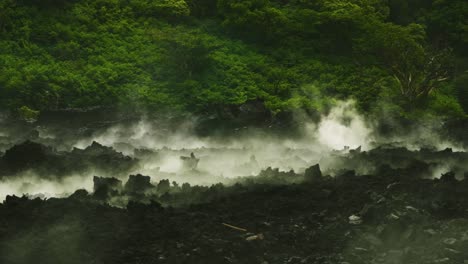Volcanic-Thermal-Smoke-rises-from-the-Black-Ash-like-ground