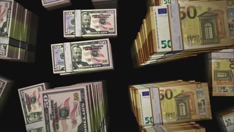 euro e dollaro statunitense animazione di scambio di denaro