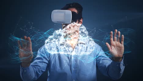 Hombre-Usando-Casco-De-Realidad-Virtual-Y-Pantalla-Futurista