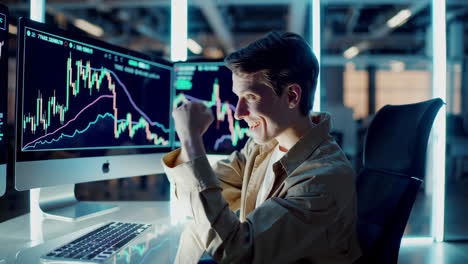 stock trader celebrating success