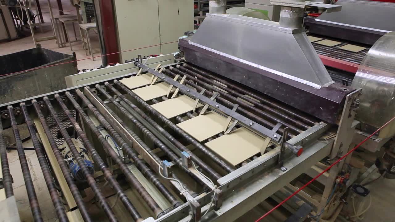 Industrial interior, production of ceramic tiles, modern factory interior