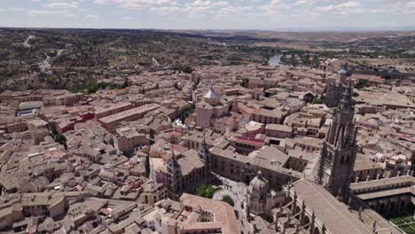 beautiful toledo cathedral, surrounded by historic spanish houses