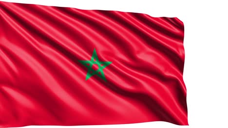 flag of morocco with fabric structure in the wind (alpha channel, loopable)