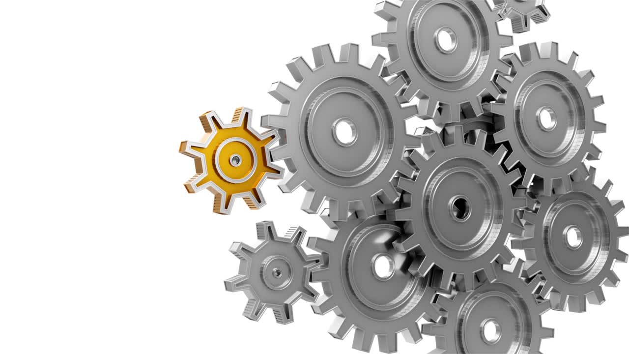 video de fondo industrial con engranajes. animación en 3d.